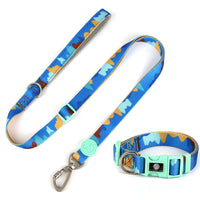 HKM-4630845 Adjustable Nylon Dog Collar and Leash Set with Harness Vest for Small to Large Dogs
