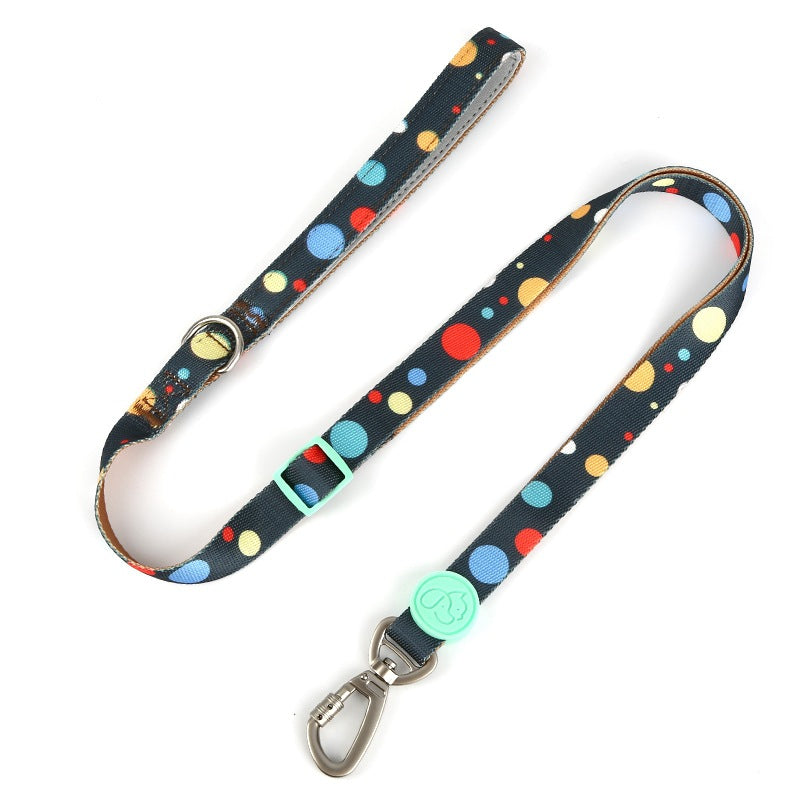 HKM-4630845 Adjustable Nylon Dog Collar and Leash Set with Harness Vest for Small to Large Dogs