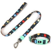 HKM-4630845 Adjustable Nylon Dog Collar and Leash Set with Harness Vest for Small to Large Dogs