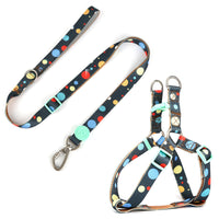 HKM-4630845 Adjustable Nylon Dog Collar and Leash Set with Harness Vest for Small to Large Dogs