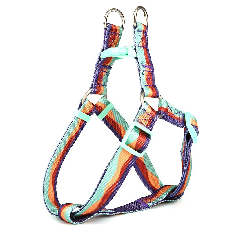 HKM-4630845 Adjustable Nylon Dog Collar and Leash Set with Harness Vest for Small to Large Dogs