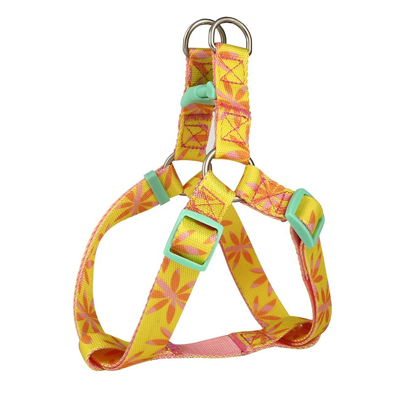 HKM-4630845 Adjustable Nylon Dog Collar and Leash Set with Harness Vest for Small to Large Dogs