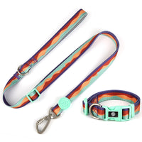 HKM-4630845 Adjustable Nylon Dog Collar and Leash Set with Harness Vest for Small to Large Dogs
