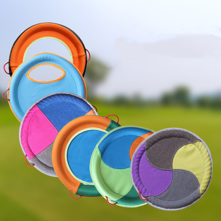HKM-4631869 Large Dog Interactive Training Toy – Bite-Resistant Linen Frisbee with Sound Paper