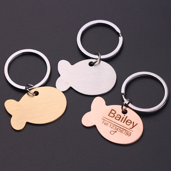 HKM-4632893 Personalized Engraved Pet ID Tag Keychain for Dogs and Cats - Stainless Steel, Multiple Colors