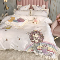 HKM-463315 Cotton Four-Piece Embroidered Bedding Set in Multiple Colors