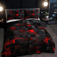 HKM-463315 Geometric Pattern Digital Printed Quilt Cover and Pillowcase Set in Various Sizes