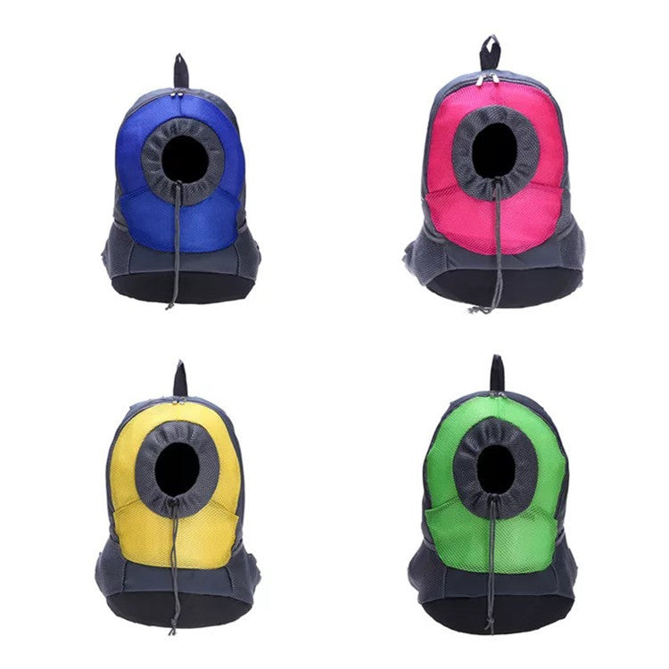 HKM-4633277 Pet Travel Backpack in Rose Red, Green, Blue, Yellow - Mesh Material & High-Quality Leather, Comfortable Size Options