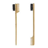 HKM-463379 Bamboo Double-Headed and Three-Headed Eyebrow Brush with Eyelash Comb - Soft and Durable Natural Material