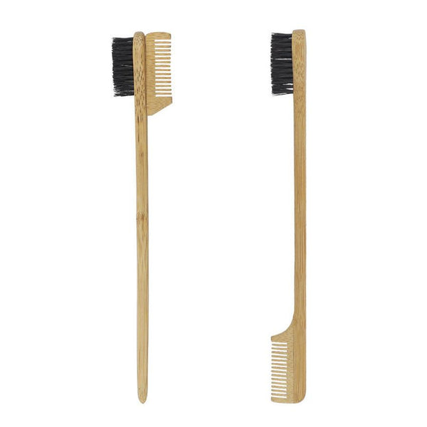 HKM-463379 Bamboo Double-Headed and Three-Headed Eyebrow Brush with Eyelash Comb - Soft and Durable Natural Material