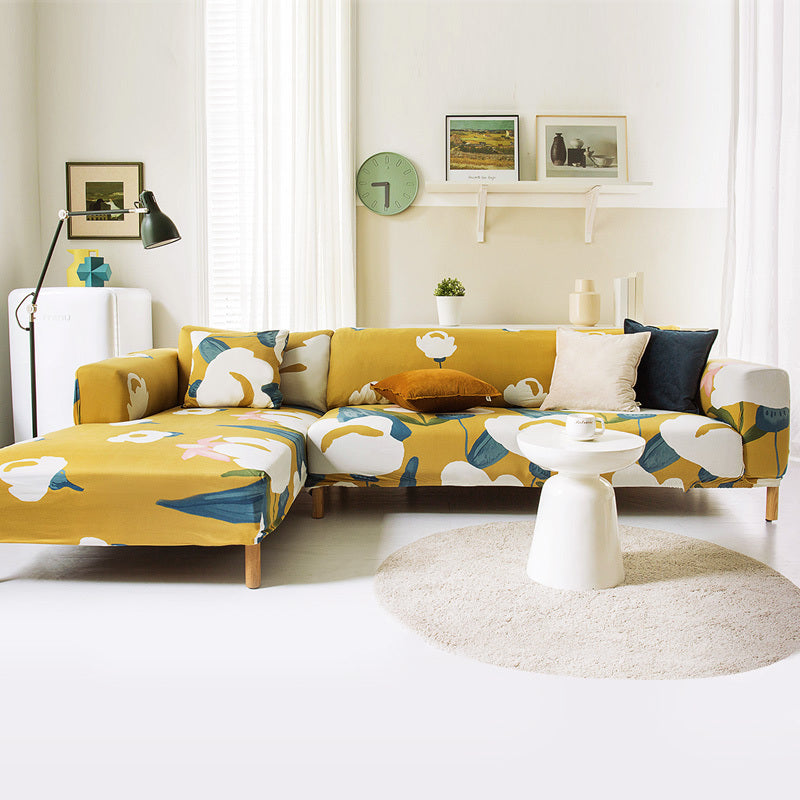 HKM-463379 Plant Flower Pattern Stretch Sofa Cover – Fits Various Seat Sizes (Single to Four-Seater)