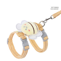 HKM-4634301 Adjustable Escape-Proof Cat Harness and Leash Set in Yellow Bee Plaid for Small to Large Cats