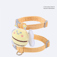HKM-4634301 Adjustable Escape-Proof Cat Harness and Leash Set in Yellow Bee Plaid for Small to Large Cats