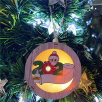 HKM-463443 Christmas Wood Light Box Pendant - Santa Claus Design, 10x10x2.5cm
