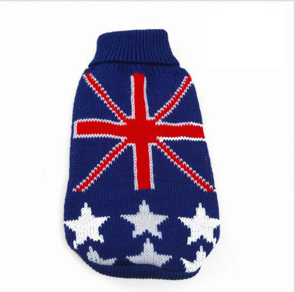 HKM-4634813 Blue Dog Print Acrylic Sweater for Pets - Casual Warmth in Sizes XS to XXL