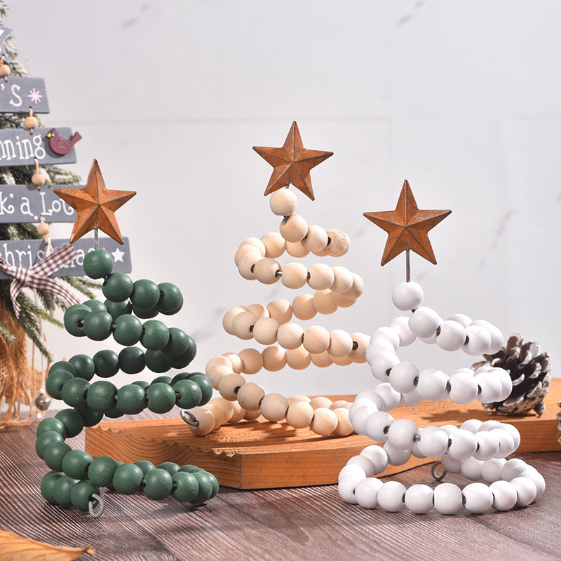 HKM-463763 Charming Wooden Christmas Ornaments with Wrought Iron Accents, 10x10x19cm
