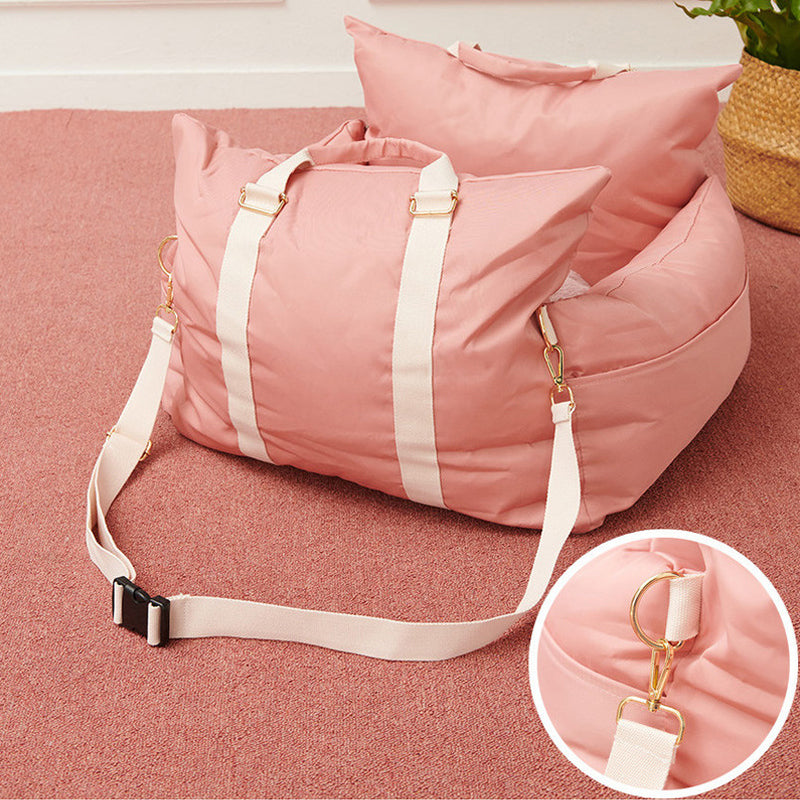 HKM-4639037 Waterproof Dog and Cat Nest with Soft Fabric - Pink and Gray - 53x47x44cm