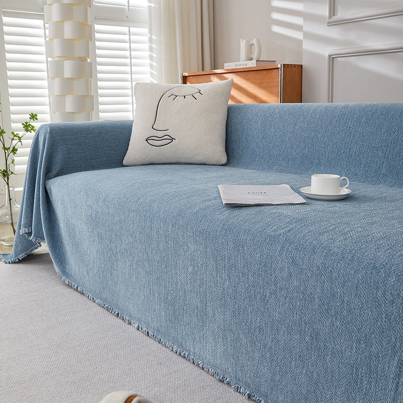 HKM-463955 Chenille Herringbone Pattern Non-slip Sofa Cover - Stain Resistant All-inclusive Protection