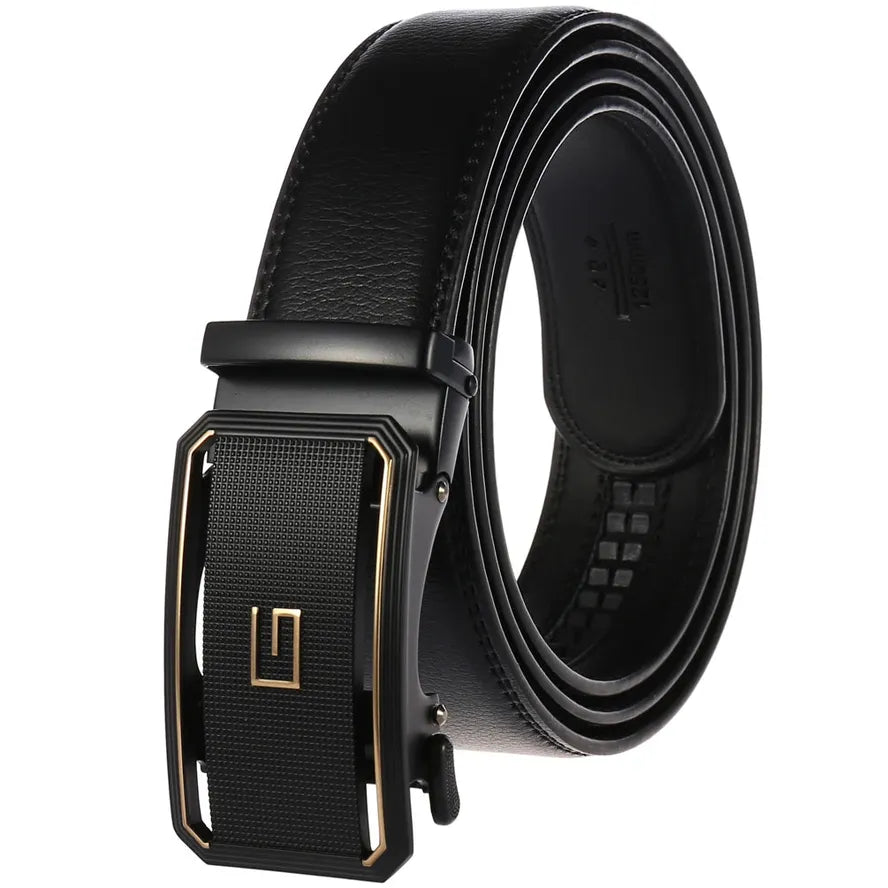 HKM-464019 Automatic Two-Layer Cowhide Men's Belt with Durable Buckle - Model LY36-21596-1