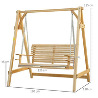 HKM-464019 Wooden Patio Swing Chair with Canopy for Garden and Backyard Relaxation