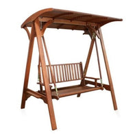 HKM-464019 Wooden Patio Swing Chair with Canopy for Garden and Backyard Relaxation