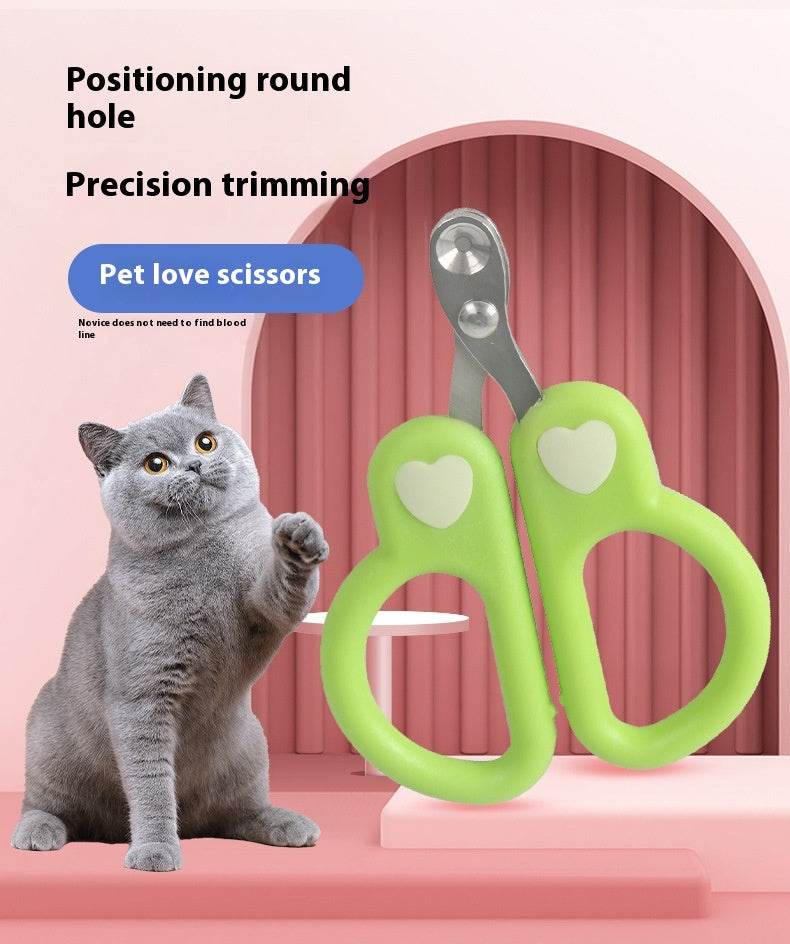 HKM-4640573 Cat Nail Scissors with Anti-Shear Design and Comfortable Grip - Green & Yellow