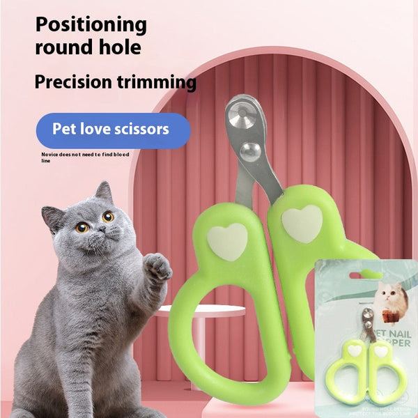 HKM-4640573 Cat Nail Scissors with Anti-Shear Design and Comfortable Grip - Green & Yellow
