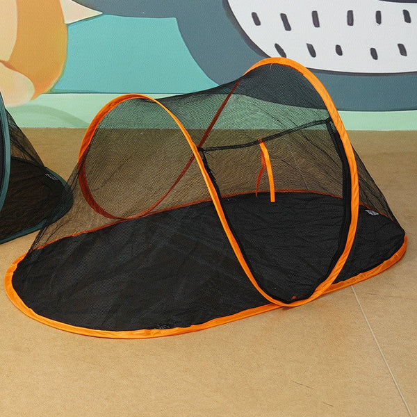 HKM-4640829 Tent Pet Bed for Dogs and Cats - Portable Travel Nest in Black, Green, and Orange Cloth
