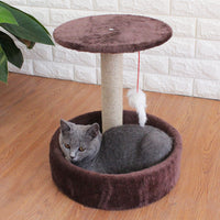 HKM-4640957 Compact Four-Season Cat House with Sisal Toy and Jumping Platform, Ideal for Cats up to 6kg