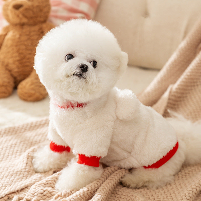 HKM-4641341 Adorable Plush Bear Dog Coat with Leash Ring for Small Dogs