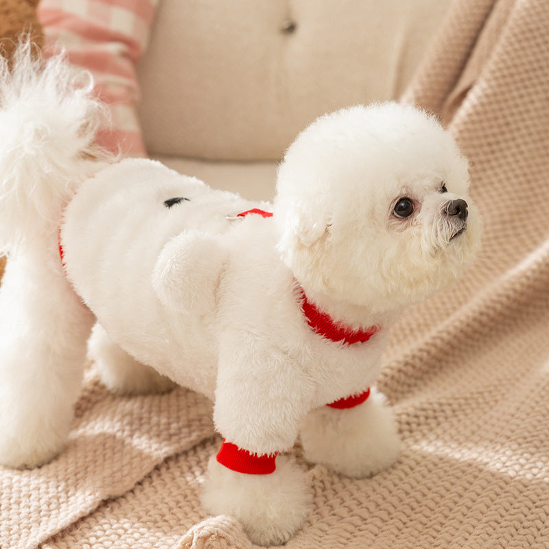 HKM-4641341 Adorable Plush Bear Dog Coat with Leash Ring for Small Dogs