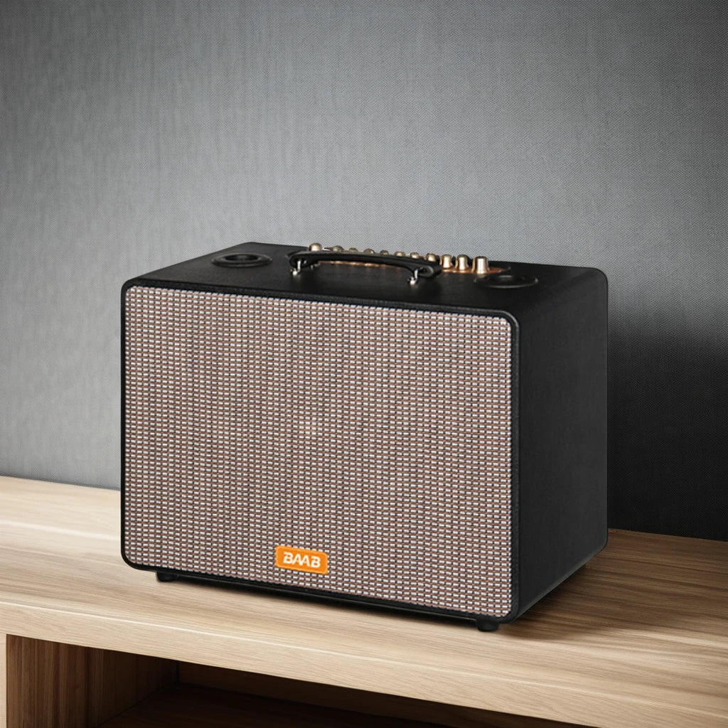 HKM-464147 Portable Wireless Speaker with Built-in Microphone, LED Lighting, and Bluetooth Connectivity for Outdoor Use