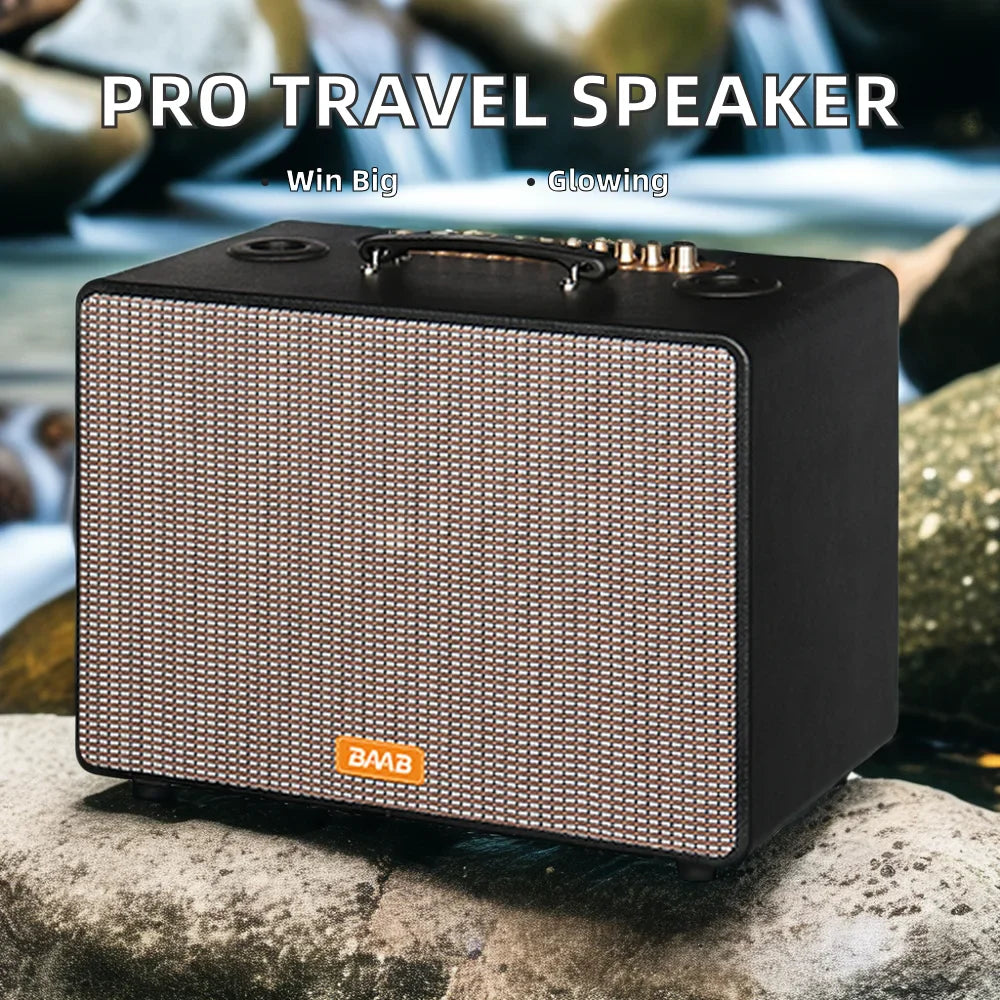HKM-464147 Portable Wireless Speaker with Built-in Microphone, LED Lighting, and Bluetooth Connectivity for Outdoor Use