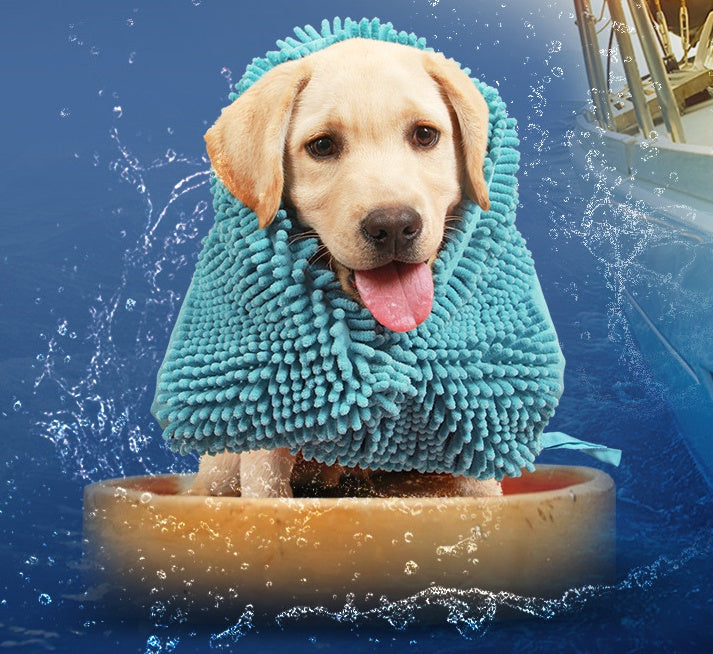 HKM-4642237 Ultra Absorbent Chenille Pet Towel for Dogs and Cats - Available in Blue, Pink, and Purple