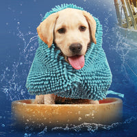 HKM-4642237 Ultra Absorbent Chenille Pet Towel for Dogs and Cats - Available in Blue, Pink, and Purple