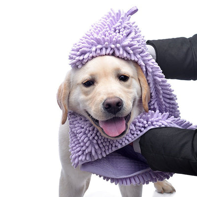 HKM-4642237 Ultra Absorbent Chenille Pet Towel for Dogs and Cats - Available in Blue, Pink, and Purple