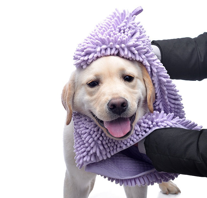 HKM-4642237 Ultra Absorbent Chenille Pet Towel for Dogs and Cats - Available in Blue, Pink, and Purple