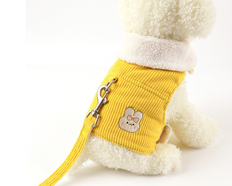 HKM-4642365 Cotton Winter Dog Vest with Fleece Lining and Leash Included