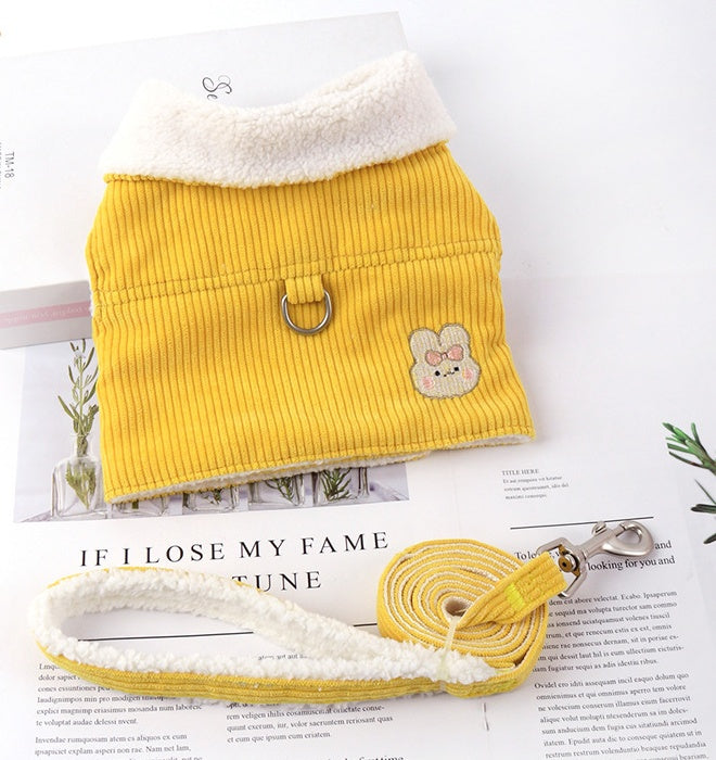 HKM-4642365 Cotton Winter Dog Vest with Fleece Lining and Leash Included