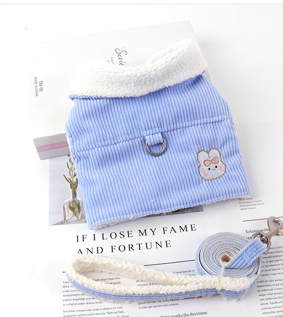 HKM-4642365 Cotton Winter Dog Vest with Fleece Lining and Leash Included