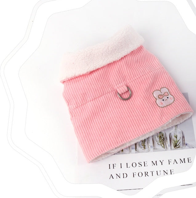 HKM-4642365 Cotton Winter Dog Vest with Fleece Lining and Leash Included
