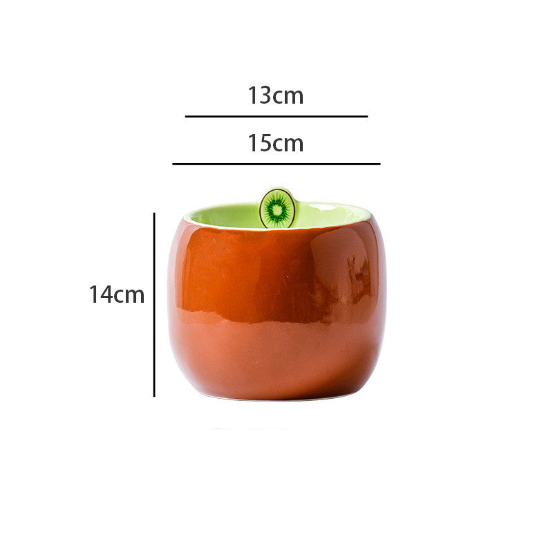 HKM-4642749 Cat Bowl Set with Protective Cushion - Ceramic Kiwi and Banana Designs - Medium Size