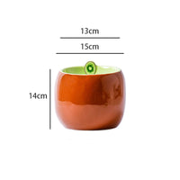 HKM-4642749 Cat Bowl Set with Protective Cushion - Ceramic Kiwi and Banana Designs - Medium Size