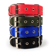 HKM-4644541 Nylon Dog Collars in Blue, Black, Red, and Green for Small to Large Breeds