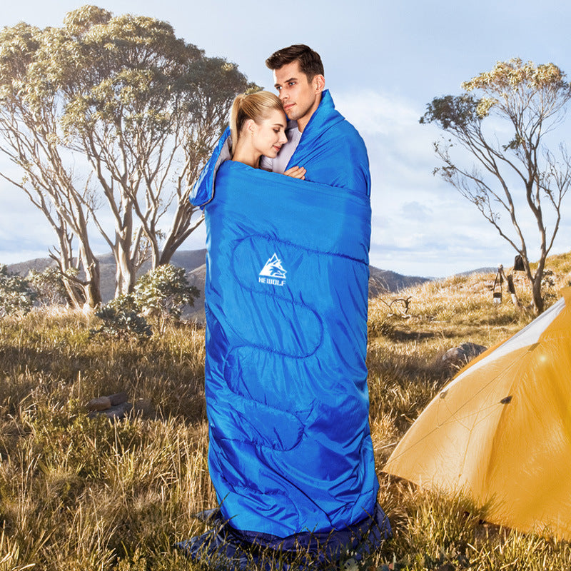 HKM-464467 Double Sleeping Bag - Thickened Warm Envelope Design for Adults - Dual Color Options Available