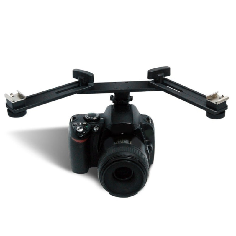 HKM-464531 Dual Hot Shoe Photography Flash Bracket with Adjustable Arm for Versatile Lighting Solutions