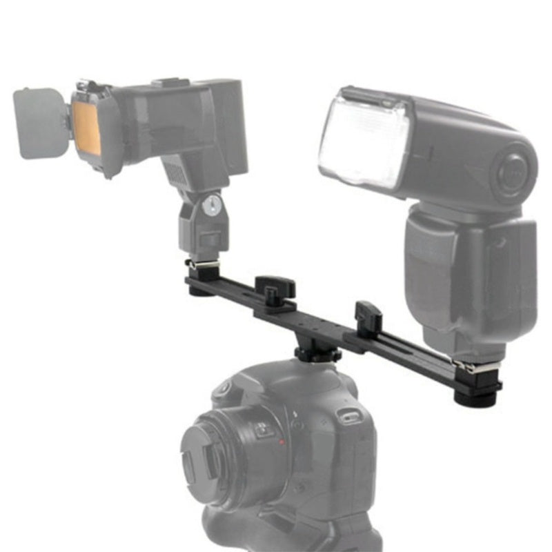 HKM-464531 Dual Hot Shoe Photography Flash Bracket with Adjustable Arm for Versatile Lighting Solutions