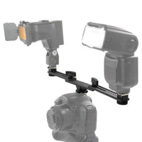 HKM-464531 Dual Hot Shoe Photography Flash Bracket with Adjustable Arm for Versatile Lighting Solutions