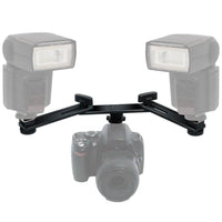 HKM-464531 Dual Hot Shoe Photography Flash Bracket with Adjustable Arm for Versatile Lighting Solutions
