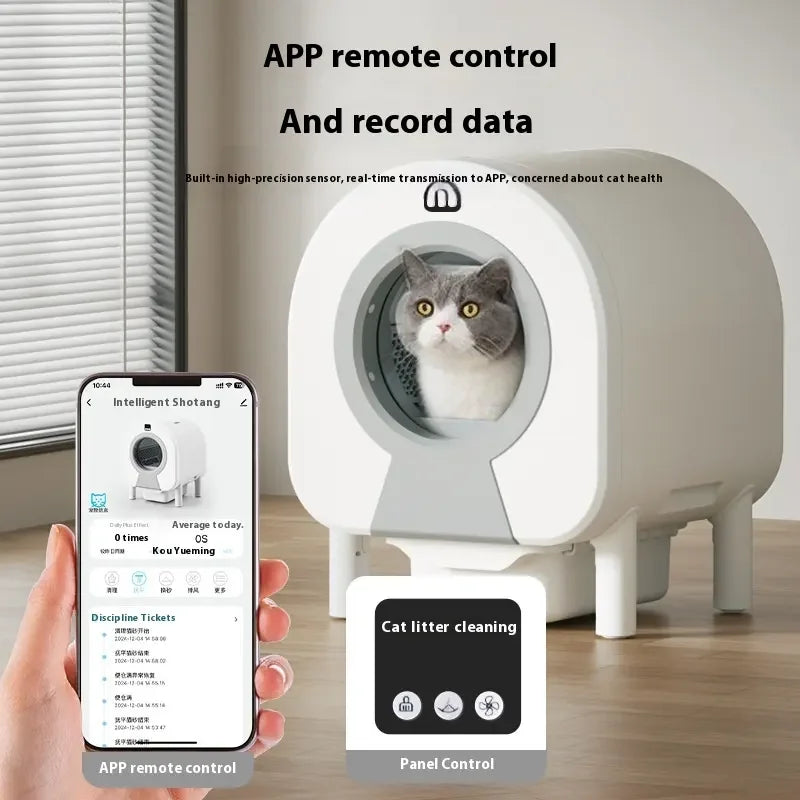 HKM-464595 Automatic Self-Cleaning Cat Litter Box with Wi-Fi Remote Control and Eco-Friendly Design